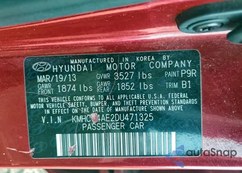 2013 Hyundai Accent Gls z USA, uszkodzony, nr VIN KMHCT4AE2DU471325